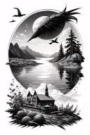 travel, photography, history, nature, geography, geometry tattoo design idea