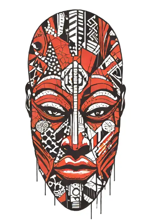 African mask tattoo design idea