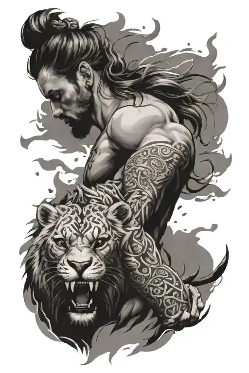 arya, leo, mma fighter tattoo design idea