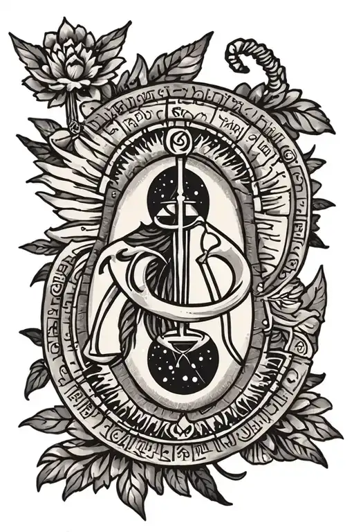 Aquarius and Libra zodiac symbols combined tattoo design idea