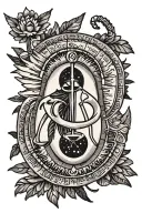 Aquarius and Libra zodiac symbols combined tattoo design idea