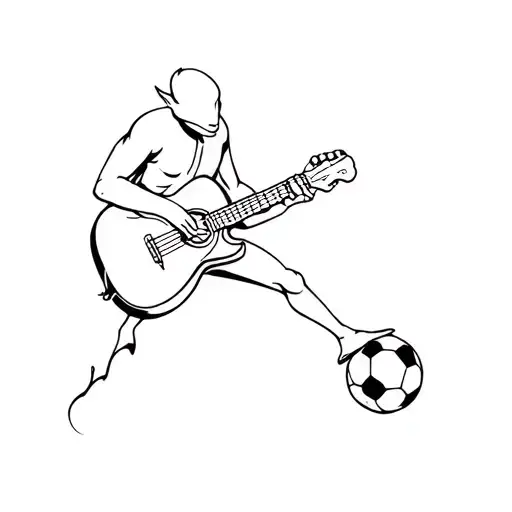 Taurus playing guitar soccer ball tattoo design idea