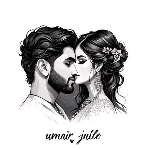 umair and juilee with name engraved tattoo design idea