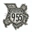 Interstate 95 sign emerging tattoo design idea