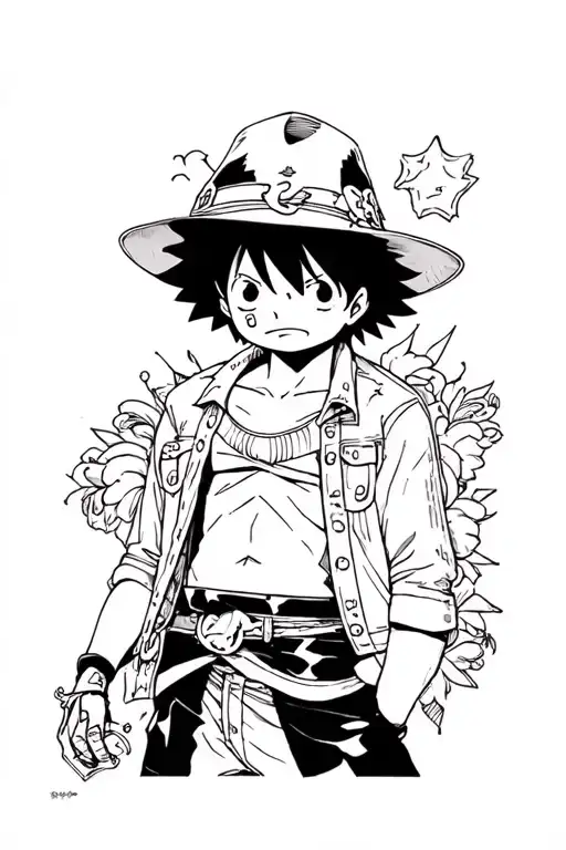 one piece anime and my hero academia tattoo design idea