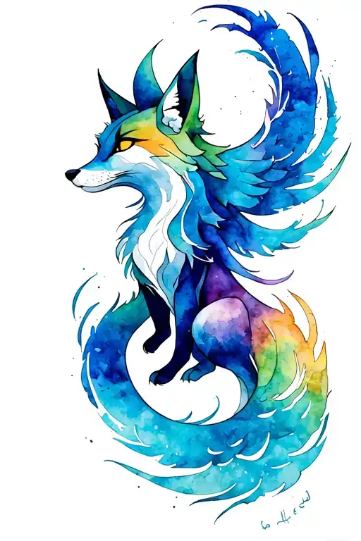 nine tailed fox tattoo design idea