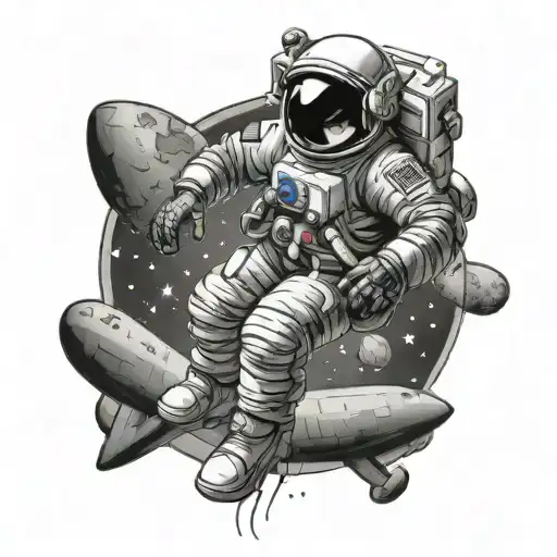 astronaut floating with the world  tattoo design idea