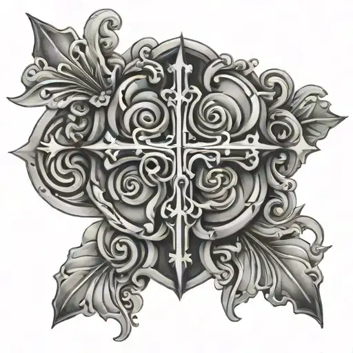 cross and words Dona tattoo design idea