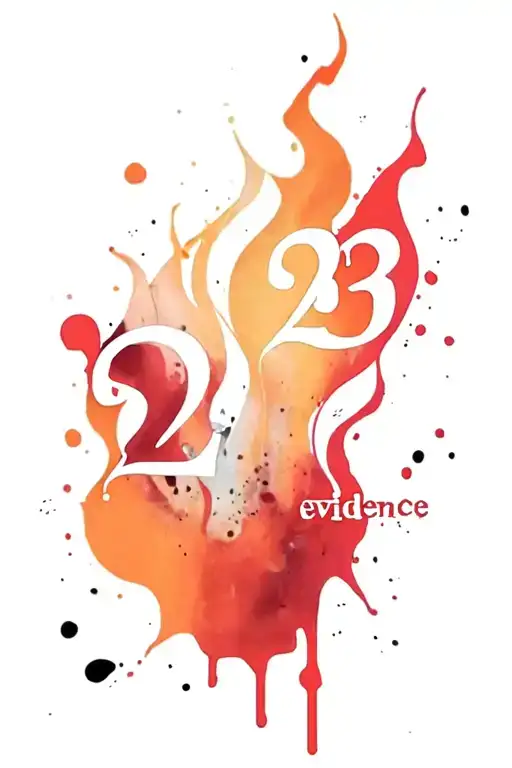 twin flames with the number 23 incorporated and the word evidence tattoo design idea
