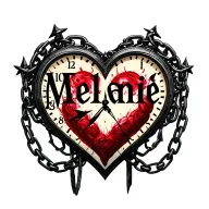"Mélanie" Clock Heart Chains tattoo design idea