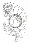 the sun the moon the earth globe tattoo design idea