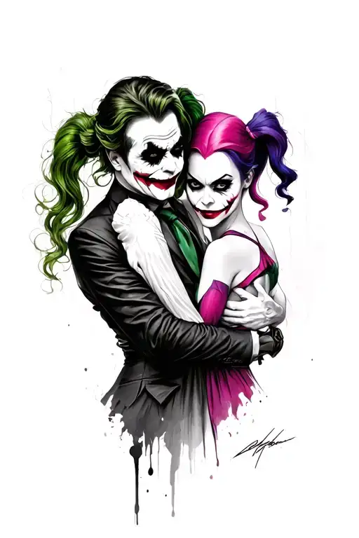 the joker and harley quinn tattoo design idea