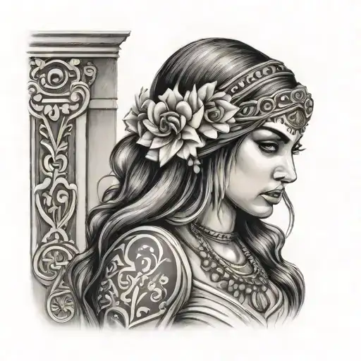 Chicano greece girl tattoo design idea