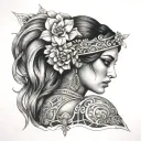 Chicano greece girl tattoo design idea