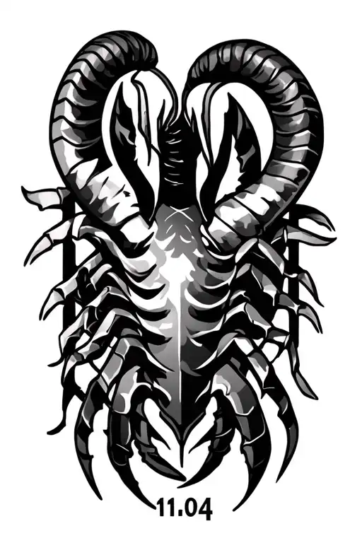 "11.04" Scorpio and capricorn tattoo design combining elements of Greek mythology tattoo design idea