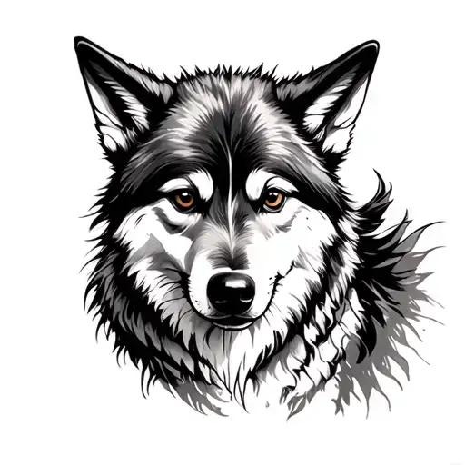 wolf with the puppy tattoo design idea