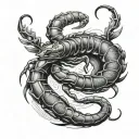 scorpion with numerology number six wings tattoo design idea