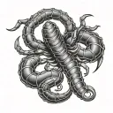scorpion with numerology number six wings tattoo design idea