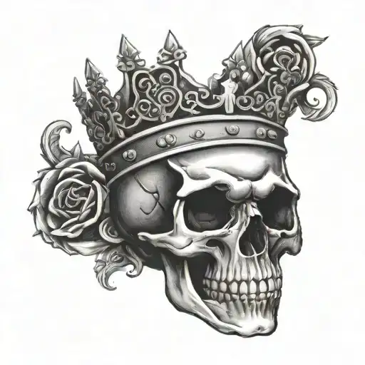 skull with cunt word with crown looking tattoo design idea