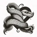 A realistic snake coiled around a HEART, capturing the essence of protection and loyalty tattoo design idea