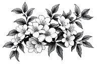 A long, winding branch of jasmine flowers with the flowers in various stages of  bloom.  tattoo design idea