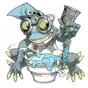 froakie pokemon  as genin naurto doing that paint bucket pose with his googles bottem left,  tattoo design idea