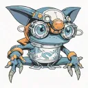 froakie pokemon  as genin naurto doing that paint bucket pose with his googles bottem left,  tattoo design idea