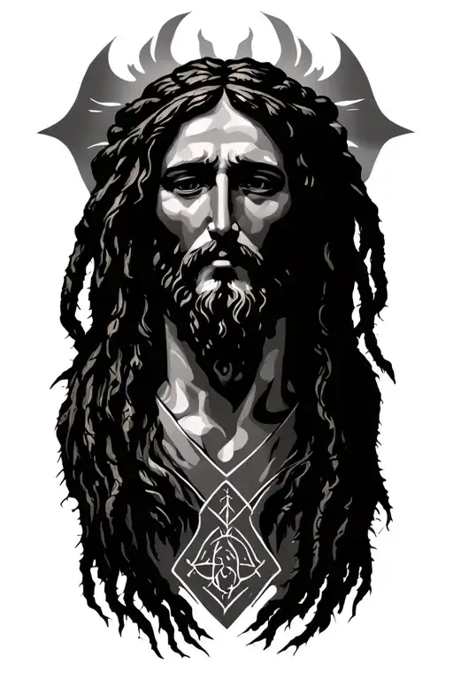 Jesus with dread tattoo design idea
