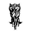 two wolves fighting  tattoo design idea