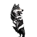 two wolves fighting  tattoo design idea