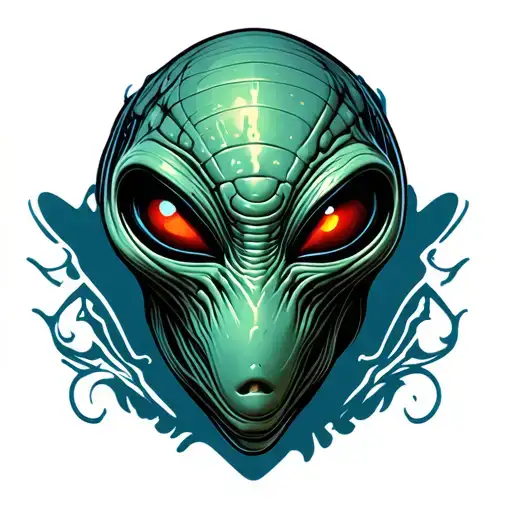 alien face tattoo design idea