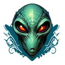 alien face tattoo design idea