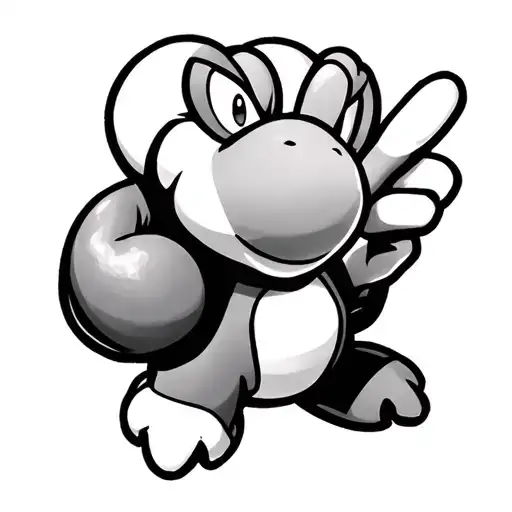yoshi doing peace sign tattoo design idea