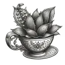 teacup aloe plant tattoo design idea