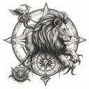 Lion and Compass tattoo design idea