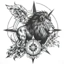 Lion and Compass tattoo design idea