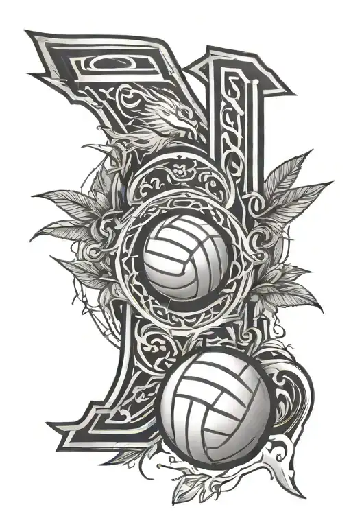 volleyball and Hawaii number 12 tattoo design idea