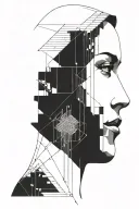 Woman with binary code flowing tattoo design idea