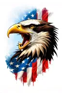distressed American flag screaming eagle head tattoo design idea