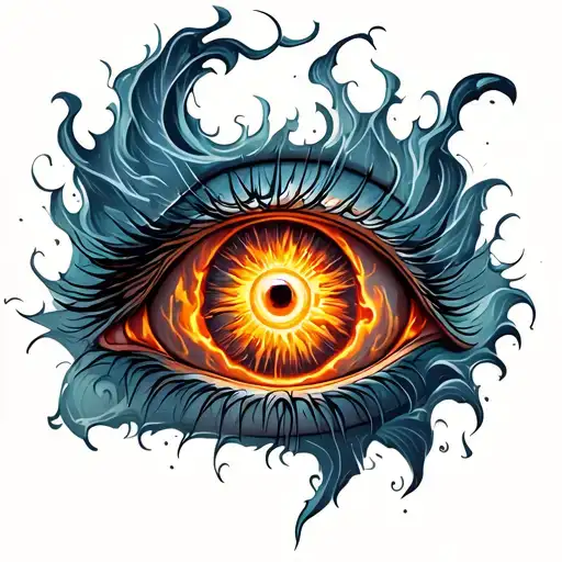 eye of sun fire tornado tattoo design idea