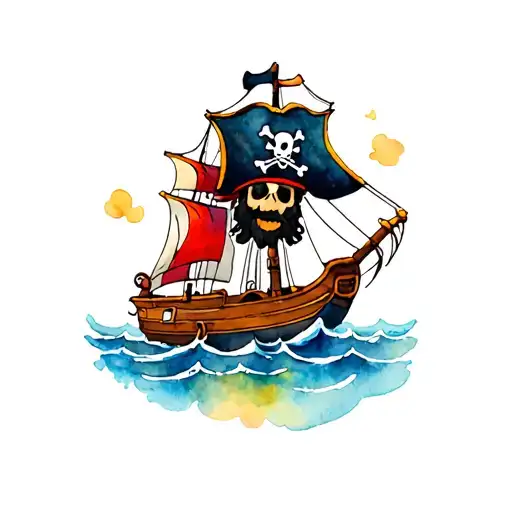 Funny pirate cartoon characters tattoo design idea
