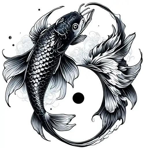 ethereal koi fish yin yang tattoo design idea