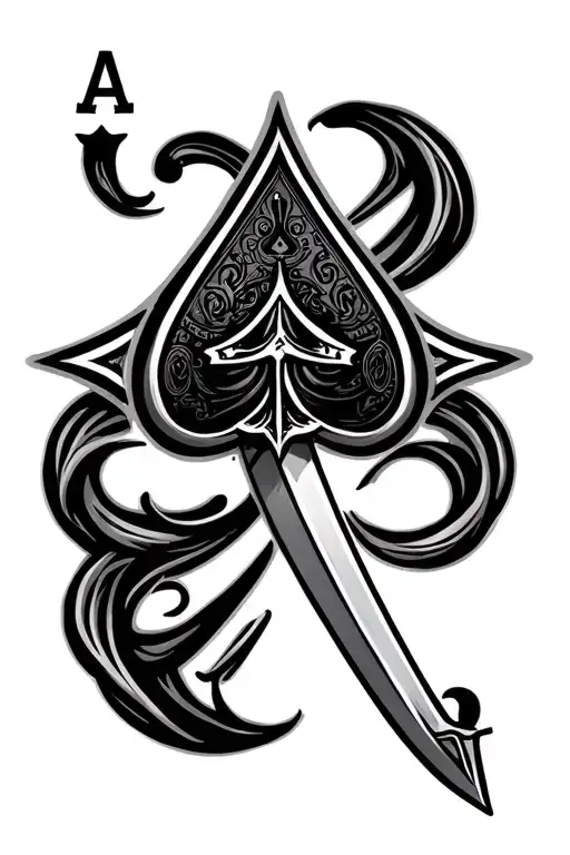 long sword with ace of spades logo on sword tattoo design idea