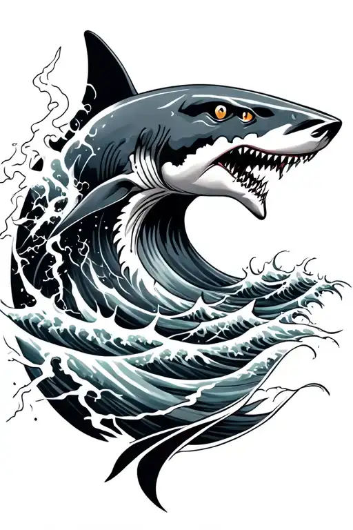 Ocean Wave, Storm, Sharks, Trident, Lightning Bolt, Poseiden tattoo design idea