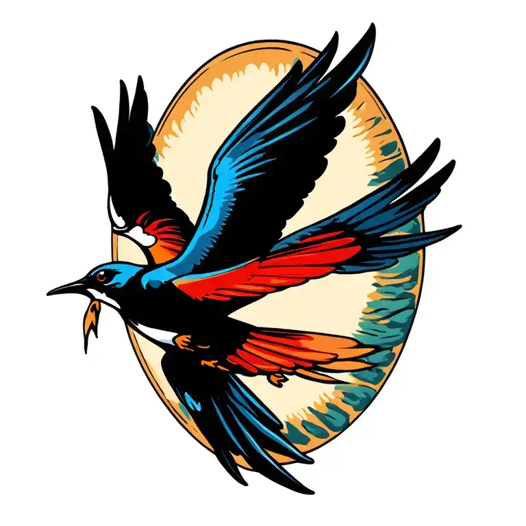 swallow flying tattoo design idea