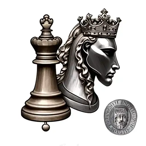 chess piece king and chess knight tattoo design idea