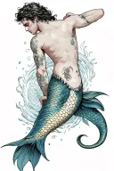 merman playing tattoo design idea