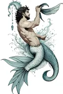 merman playing tattoo design idea