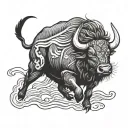 water buffalo running tattoo design idea