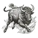 water buffalo running tattoo design idea